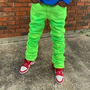 NEON GREEN STACKED DENIM